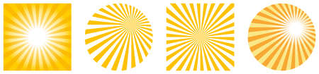 Sun Beam or Solar vector symbol in round and square design on white isolated background. Perfect for Header of email, letter, business or greeting cards.のイラスト素材