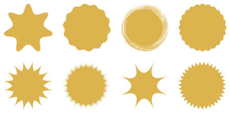 Set of sale sticker vector symbols in gold on a white isolated background. For advertising and sale of products on Web or Brochure.のイラスト素材