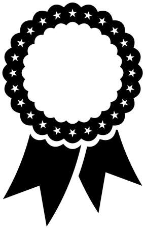 Award or Sale Ribbon with stars vector in black on isolated white background. Color changeable.のイラスト素材