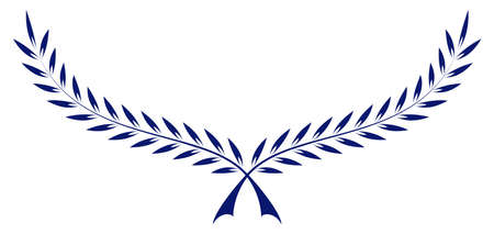 Laurel honor wreath vector in dark blue on white isolated background.のイラスト素材