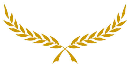 Laurel honor wreath vector in gold on white isolated background.のイラスト素材