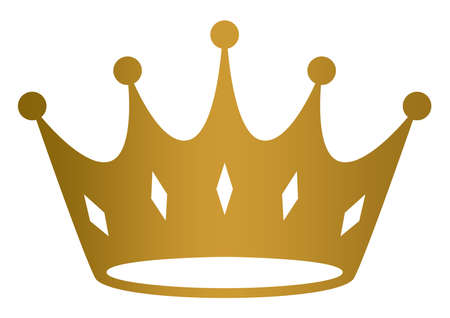 Crown in gold on white isolated background. A proper designed crown illustration. Useable for celebration, honor and award ceremonies.のイラスト素材