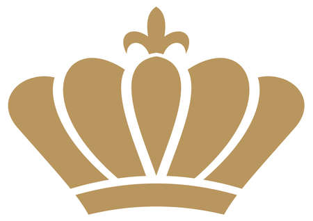 Crown with lily in gold on white isolated background. A proper designed crown illustration. Useable for celebration, honor and award ceremonies.のイラスト素材