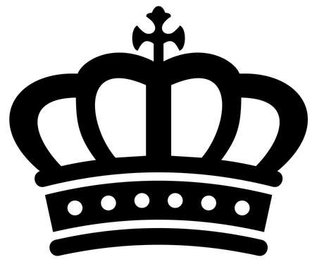Crown with cross in black on white isolated background. A proper designed crown illustration. Useable for celebration, honor and award ceremonies.のイラスト素材