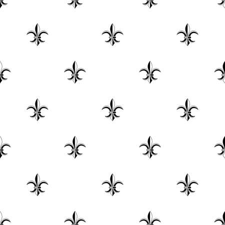 Seamless Black and white Fleur-de-lis symbols as vector. On a white isolated background.のイラスト素材