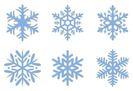 Blue frosty snowflakes snow white framed on an isolated white background.のイラスト素材