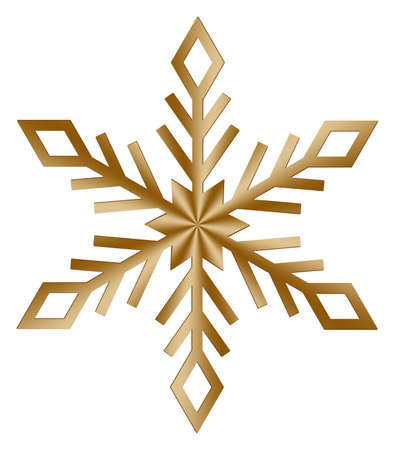 Golden Frosty snowflake on an isolated white background.のイラスト素材