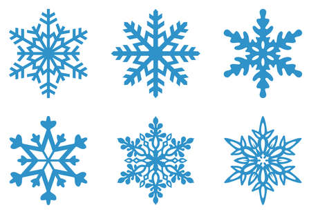 Frosty snowflakes set on an isolated white background.のイラスト素材