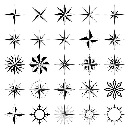 Compass rose vector set. Isolated white background.のイラスト素材