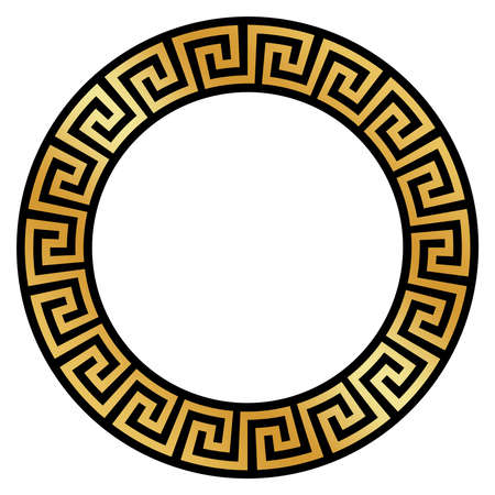 Maze ring with meander look in gold and black on isolated white background.のイラスト素材