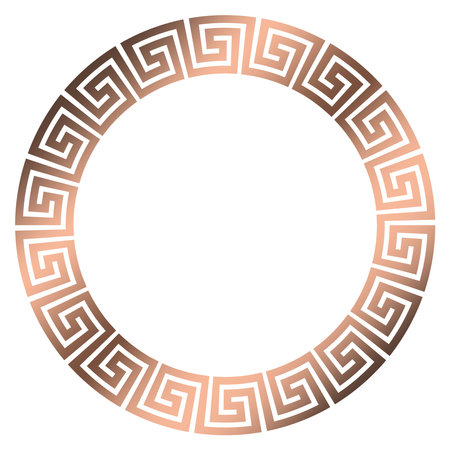 Maze ring with meander look in bronze on isolated white background. Maze symbol. Labyrinth pattern for letter border, certificate, award ceremonies or backgrounds. Seamless maze ring.のイラスト素材