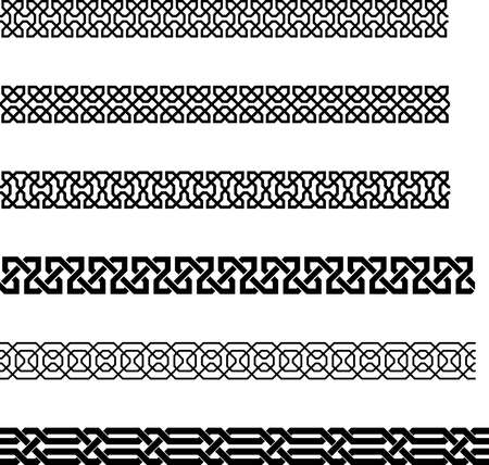 Seamless greco-roman border pattern on isolated white background. Antique Texture perfect for backgrounds, illustrations, fashion, sew, stitch, seam, photo frames or letter border.のイラスト素材