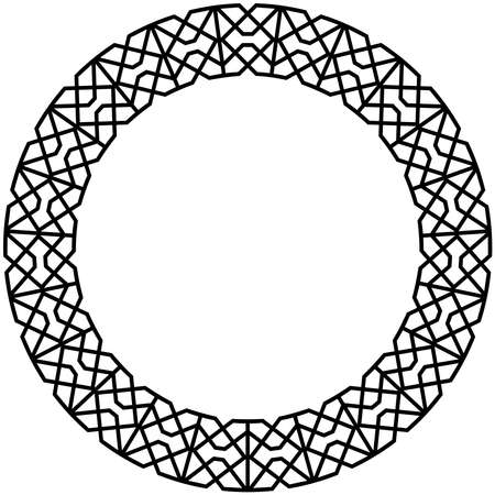 Ring with greco-roman pattern on isolated white background. Greco-Roman Vector circle icon in black.のイラスト素材