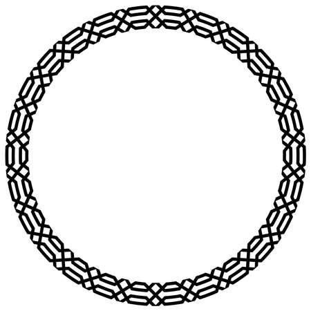Seamless Ring with greco and roman pattern on isolated white background. Antique rounded Texture perfect for backgrounds, illustrations, fashion, sew, stitch, seam, photo frames or letter border.のイラスト素材
