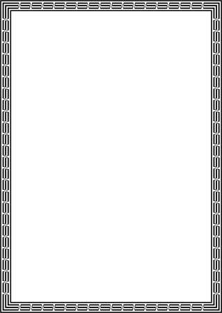 Meander frame ornament on isolated white background. Antique ornate perfect for backgrounds, illustrations, fashion, sew, stitch, seam, photo frames or letter border.のイラスト素材