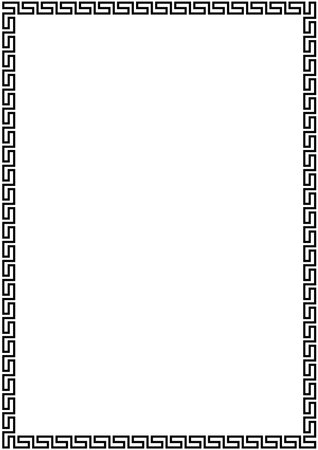 Meander frame ornament on isolated white background. Antique ornate perfect for backgrounds, illustrations, fashion, mail, photo frames or letter border.のイラスト素材