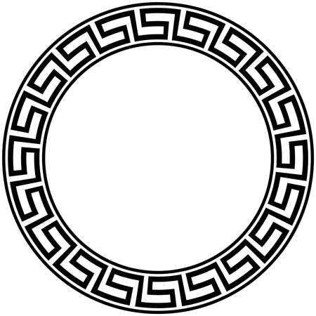 Meander ring with maze look on isolated white background. Labyrinth pattern for letter border, certificate, award ceremonies or backgrounds.のイラスト素材