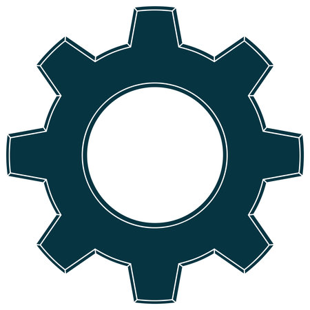 Gear or cogwheel symbol on isolated white background. Thoothed wheel in black and dimensional optic.のイラスト素材