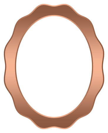 Bronze frames. Oval Waved picture border vector on white isolated back. Vector illustration with smooth gradients in antique waved frame design.のイラスト素材