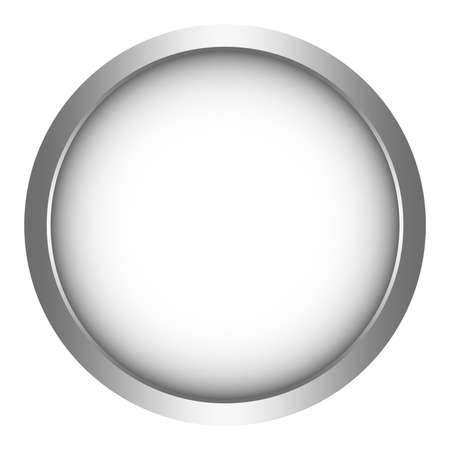 White button vector with silver frame on white isolated back. Round web button vector illustration with smooth gradients.のイラスト素材