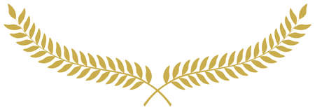 Laurel honor wreath vector in gold on white isolated background. A proper designed half size laurel wreath illustration.のイラスト素材