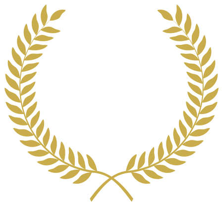 Laurel honor wreath vector in gold on white isolated background. A proper designed laurel wreath illustration.のイラスト素材