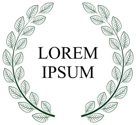 Laurel wreath honor vector in dark green. Left and Right single. White isolated background. Each side single moveable. For own space requirements and text placement.のイラスト素材