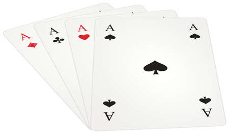Ace Play Card Symbol vector set in perspective design with diamonds, spades, clubs and heart. White...