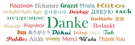 Thank you in Worldwide languages. Vector lettering. White back. German Thank you and all other Text in different languages are meaning Thank you in English.のイラスト素材