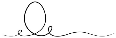 Happy Easter Egg vector. Abstract flourish designed egg in black. Isolated background. Happy Easter contour egg with loops. Easter pattern egg arrangement illustration.のイラスト素材