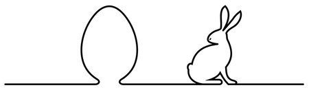 Easter egg and bunny vector in black. Isolated background. Outline Easter icon ornament. Useable for Happy Easter greeting cards, emails and calendar etc.のイラスト素材