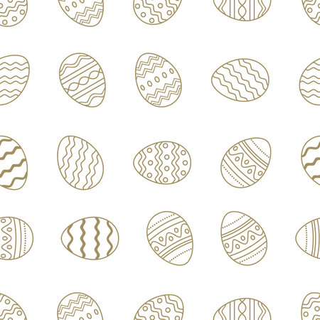 Easter eggs seamless vector. Gold framed outline eggs. Isolated background. Seamless on all four sides. Endless pattern size possible.のイラスト素材