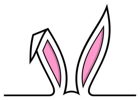 Easter bunny ears vector. Isolated background. Easter Symbol Ornament in pink and black. Useable for Happy Easter greeting cards, emails and calendar etc.のイラスト素材