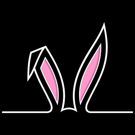 Easter bunny ears vector. Black background. Easter Symbol Ornament in white, pink and black. Useable for Happy Easter greeting cards, emails and calendar etc.のイラスト素材