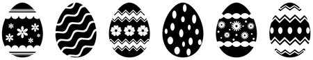 Easter egg vector set. Black eggs with ornament. Isolated background. Possible useable for Happy Easter greeting cards, poster and pattern of cloth.のイラスト素材