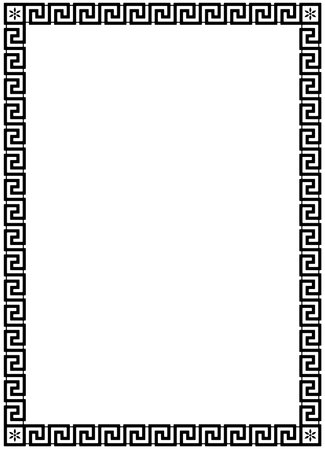 Meander or maze frame vector ornament in black. Isolated background. Antique ornate perfect for backgrounds, illustrations, fashion, mail, photo frames or letter border.のイラスト素材