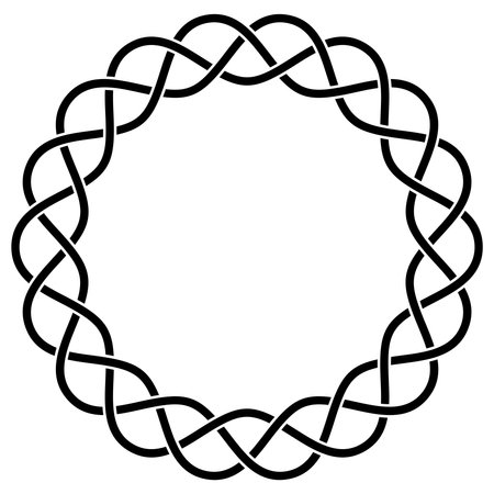 Ring with Celtic knot in black on. Isolated background. Abstract illustration of a celtic symbol. Middle Age Chain or necklace design.のイラスト素材