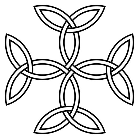 Carolingian Cross in black. Isolated background. Symbolizes unity, balance, and God. Abstract Middle Age illustration of a celtic symbol.のイラスト素材
