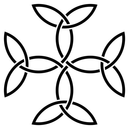 Carolingian Cross in black. Celtic symbol. Isolated background. Symbolizes unity, balance, and God. Abstract Middle Age illustration of a Celtic symbol.のイラスト素材