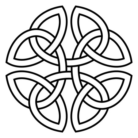Infinity knot in black contour. Celtic symbol. Isolated background. Symbolizes eternal connection, deep love, real friendship and rebirth.のイラスト素材