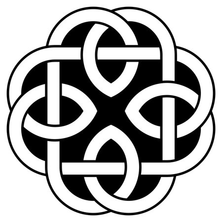 Infinity knot outline in black. Celtic symbol. Symbolizes infinity of life, rebirth, immortality of the soul and the sometimes arduous and tangled path in this world.のイラスト素材