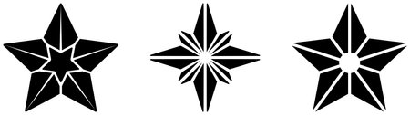 Christmas Star abstract vector collection in Black. Isolated background. Symbols for background, wall paper, invitation, calendar, greeting cards etc. Three Christmas Stars.のイラスト素材