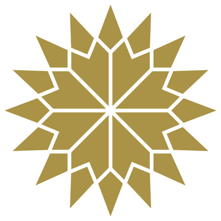 Christmas star abstract vector in gold. Isolated background. Christmas Symbol for Jesus birth. Useable for background, wall paper, invitation, calendar, greeting cards etc.のイラスト素材