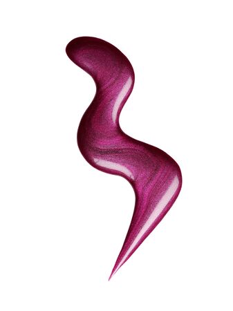 Blot of purple nail polish isolated on white background. Photo. Top 
viewの写真素材
