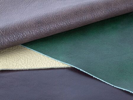 Different natural leather textures samples