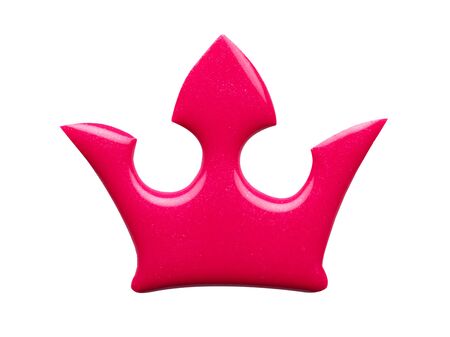 Blot of red nail polish shaped crown isolated on white background. Photo. Top viewの写真素材