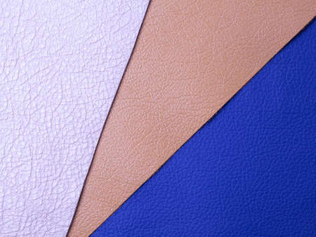 Different colors natural leather textures samplesの写真素材