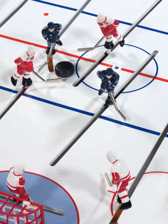 Table hockey entertaining team game. Close up shotの写真素材