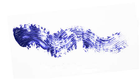 Texture of blue mascara brush strokes isolated on white backgroundの写真素材