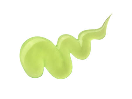 Sample of green shower gel isolated on white backgroundの写真素材